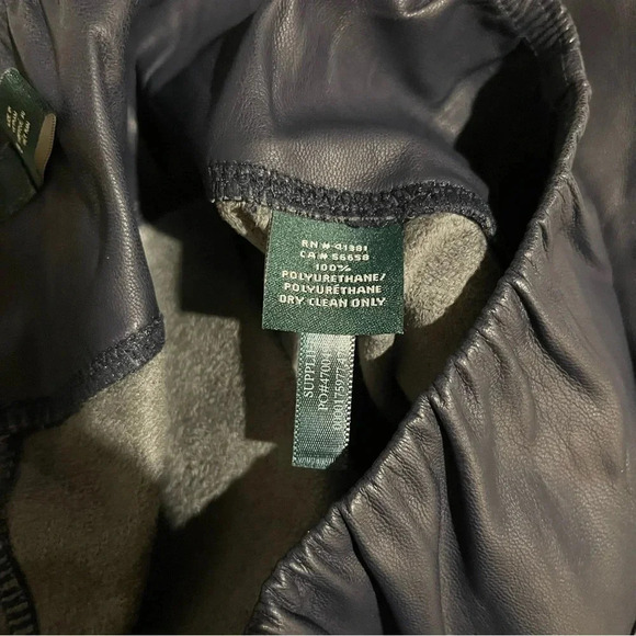 Lauren Ralph Lauren Faux Leather Leggings sz 8 Navy Blue Pull On Elastic Waist - Picture 8 of 11